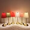 Metal Base, Pleated Fabric Lampshade - Bedside Lamp Night Light random colour