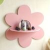 Pink Flower Floating Shelf - 5-Legged Wall-Mounted Shelf with Clear Frame